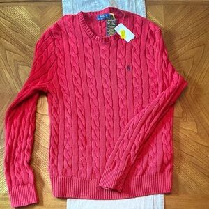 Men’s cable knit polo, Ralph Lauren sweater new with tags